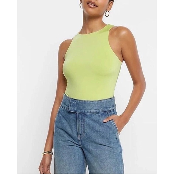 Express Tops - Express Body Contour Thong Bodysuit Lime Green Women's Size‎ Medium
